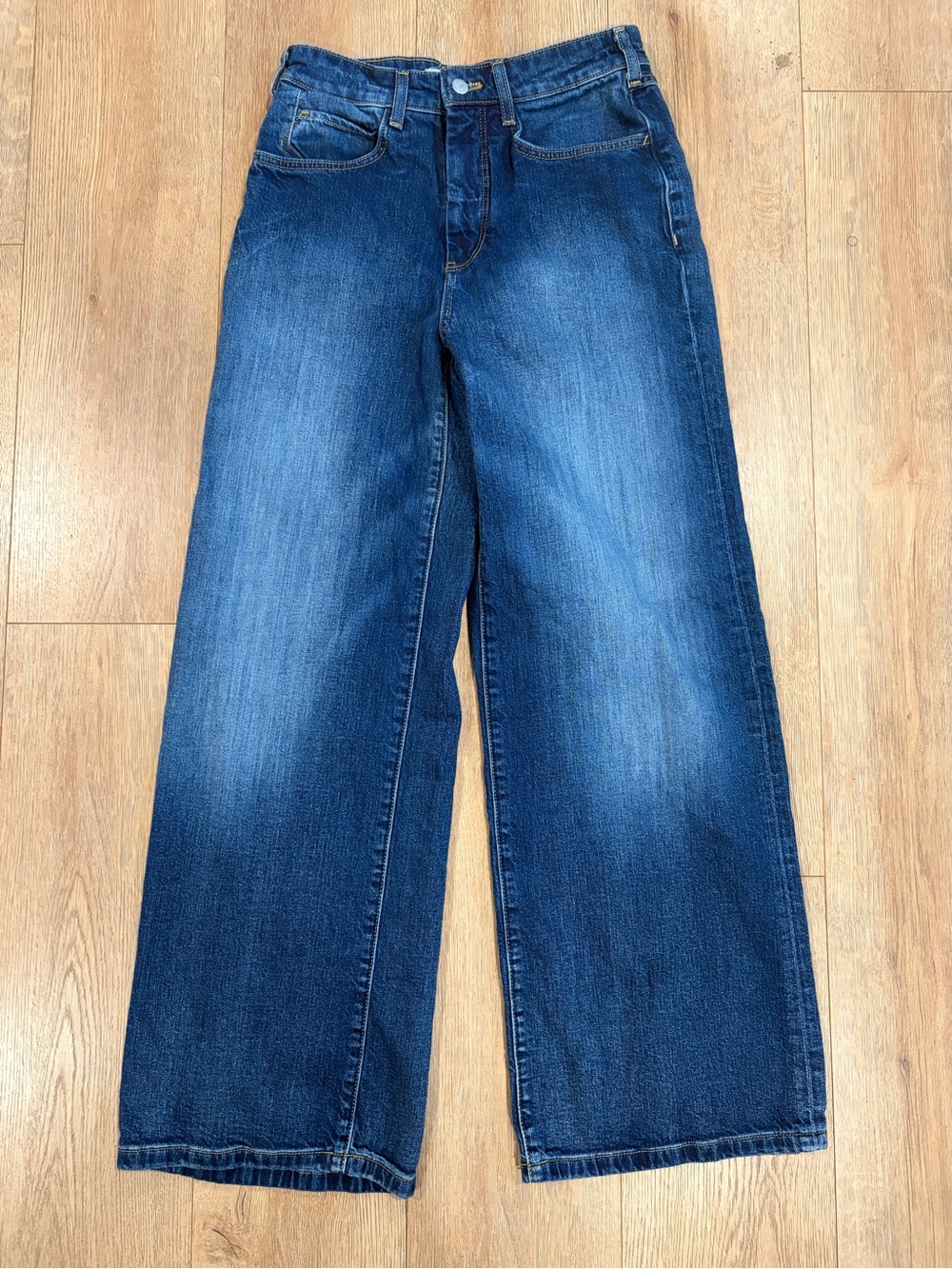 Pilcro Anthropologie High Rise Wide Leg Jeans Medium Wash Stretch Denim 25T